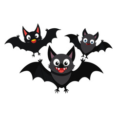 Obraz premium Cute Cartoon Bats Vector Illustration for Halloween