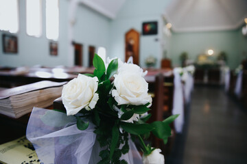 Fototapeta premium wedding flower in church decoration for wedding.
