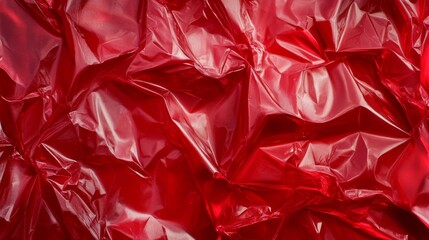 Abstract texture crumpled red plastic cellophane surface material