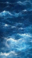 Fototapeta premium Abstract View of Deep Blue Sea Water with Dynamic Wave Patterns