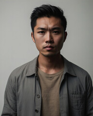 Obraz premium Asian Guy Portrait on White Background