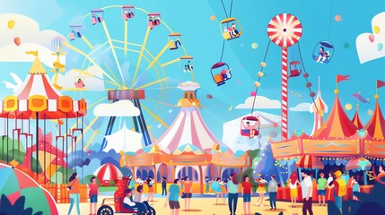 Obraz premium An illustration of an amusement park.