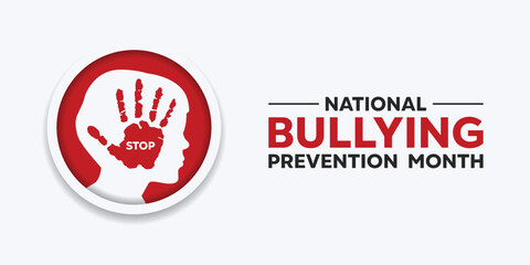 National Bullying Prevention Month. Child and hand. Great for cards, banners, posters, social media and more. White background.