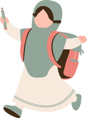 Muslim girl student illustration