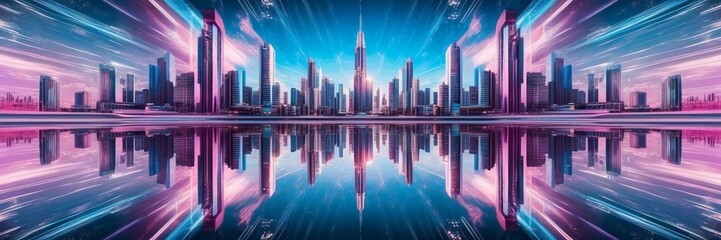 Obraz premium Digital technology metaverse neon blue pink purple background, cyber information, abstract connect communication, innovation future meta tech, internet network connection, Ai big data, illustration