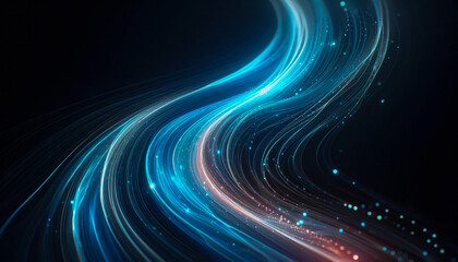 Abstract lines blue and white, luminous of light flowing curve, combining electric blue and subtle white colors