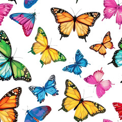 Obraz premium A vibrant collection of colorful butterflies on a dark background, showcasing nature's beauty and diversity.