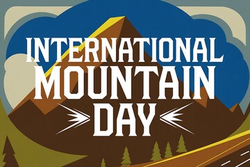 International Mountain Day Retro Style