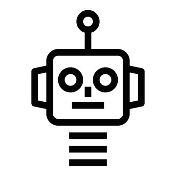 Simple outline of a robot head with antennas. Vector illustration representing AI, robotics, and technology. Editable stroke.