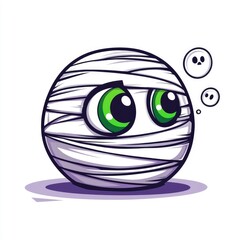 Obraz premium Cute Cartoon Mummy with Big Green Eyes