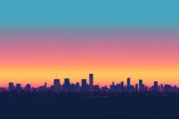 Obraz premium Silhouetted Cityscape at Sunset