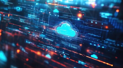 Cloud Computing Technology Abstract Digital Illustration
