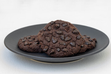 Chocolate chip brownie cookies in a plate