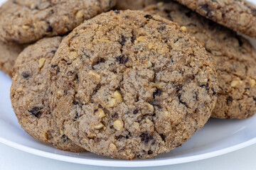 Walnut and oatmeal cookies in a plate