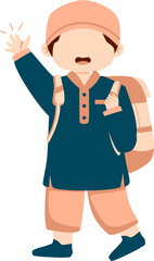 Happy Muslim Boy Student illustration
