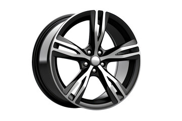 This striking black alloy wheel features an intricate design, showcasing the balance of style and functionality for modern vehicles ready for an adventure.