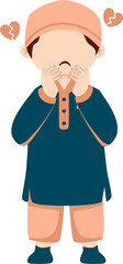 Muslim kid disappointed illustration