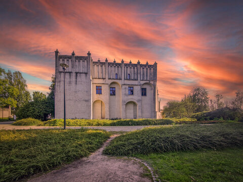Castle and old town in Pabianice, Poland.
