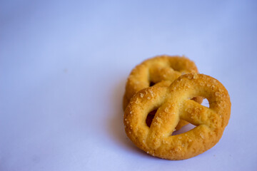 Danish butter cookies, Close up of butter cookies coated with white sugar, sweet cookies