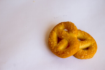 Danish butter cookies, Close up of butter cookies coated with white sugar, sweet cookies