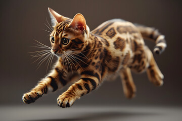 Naklejka premium Bengal cat jumping in the air