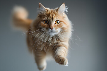Obraz premium British Longhair cat jumping in the air