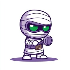 Obraz premium Cute Cartoon Mummy Holding a Flashlight