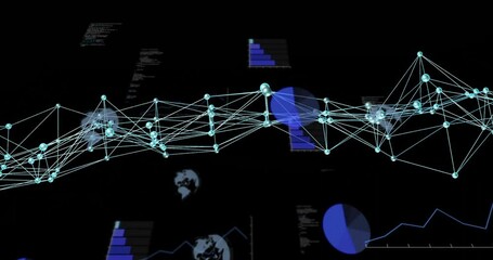 Animation of dna strand, data processing over scope scanning on black background - Powered by Adobe