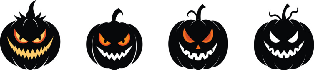 Fototapeta premium Fun and Spooky Pumpkin Faces – Halloween Vector Set
