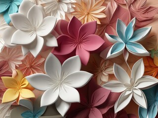 A beautiful digital illustration featuring delicate white flowers against a serene blue background, perfect for calm and tranquility