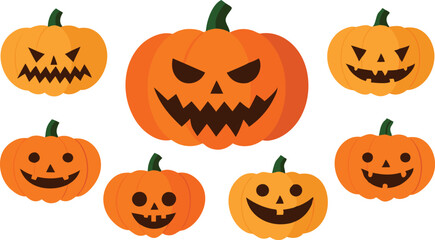 Fun and Spooky Pumpkin Faces &ndash; Halloween Vector Set