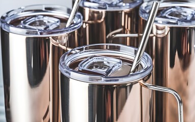 Double-Walled Stainless Steel Tumbler with Straw and Handle for Outdoor Hydration