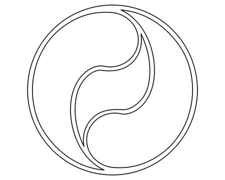 recommend clip art: Decorative round element of three fragments, yin-yang - vector linear picture template for creativity. Outline.