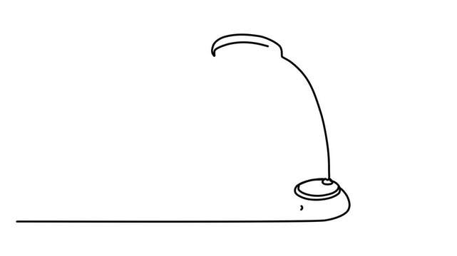 animation of a continuous drawing of a table lamp with one line.