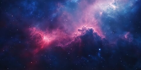 Fototapeta premium A vibrant cosmic cloud with shades of purple and blue, showcasing the beauty of space and the mysteries of the universe.