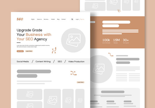 SEO Agency Wireframe UI Template