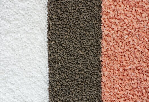 Chemical fertilizers nitrogen, phosphorus, potassium isolate on white background