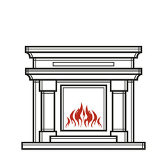 Furnace outline editable stroke icon. Fireplace sign. Vector illustration. Thin line icon for web and mobile, modern minimalistic flat design.