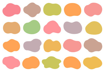 抽象的　素材　セット　秋色　フレーム　見出し　あしらい　吹き出し　タイトル　飾り　枠　囲み　パーツ　シール　丸　歪み　ふにゃふにゃ　流体　シェイプ　曲線　シンプル　ポップ　おしゃれ　暖かい