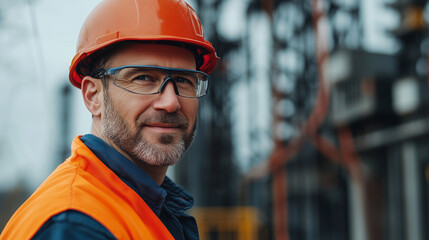 Portrait of an electrician in front of a substation