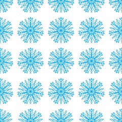 set of snowflakes on white seamless pattern