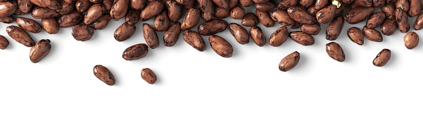 Obraz premium Abundance of Cocoa Beans on White Surface - Top View 3D Rendering