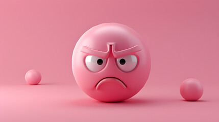 Bored eyes and mouth emoji expression on pink background
