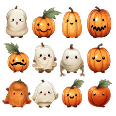Naklejka premium Cute collection for halloween on transparent background
