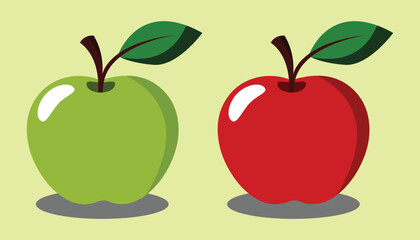 vector illustration of apples with many colors, apples are fresh and healthy for the body