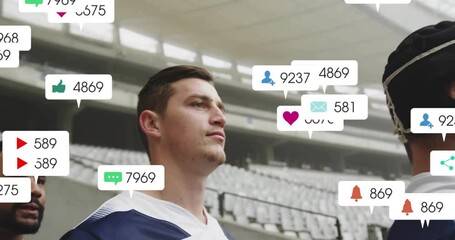 Animation of icons and data processing over diverse rugby players