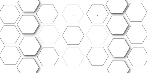 White hexagon 3D background texture. modern abstract polygonal pattern. 3d rendering illustration. Futuristic abstract banner. white and black lines 3d Hexagonal. honeycomb white Background.