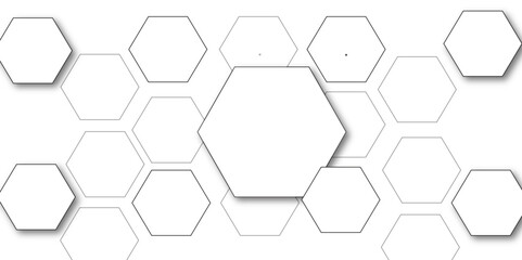 White hexagon 3D background texture. modern abstract polygonal pattern. 3d rendering illustration. Futuristic abstract banner. white and black lines 3d Hexagonal. honeycomb white Background.