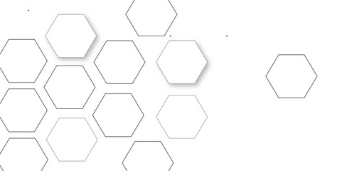 White hexagon 3D background texture. modern abstract polygonal pattern. 3d rendering illustration. Futuristic abstract banner. white and black lines 3d Hexagonal. honeycomb white Background.