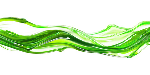 Green Liquid Splash Flowing in the Air Horizontal Waves Isolated on White or Transparent Background 02